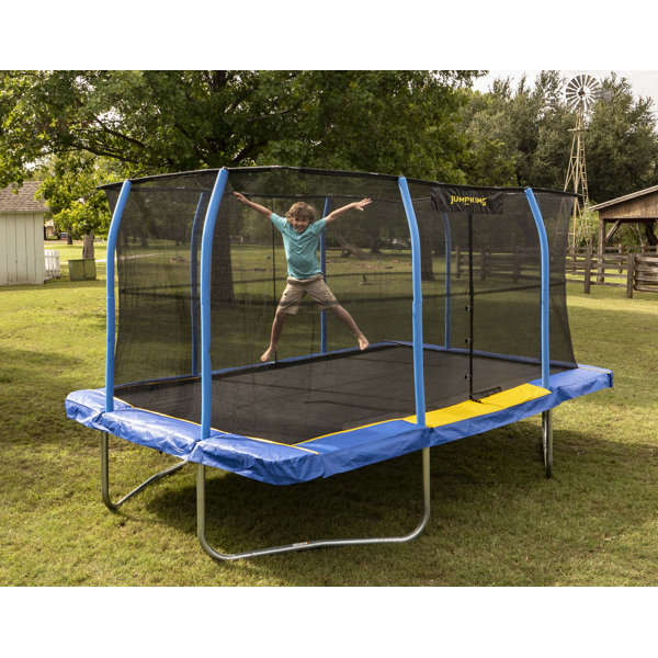 YJ USA JumpKing 10 x 14 Foot Enclosed Rectangular Trampoline with G3
